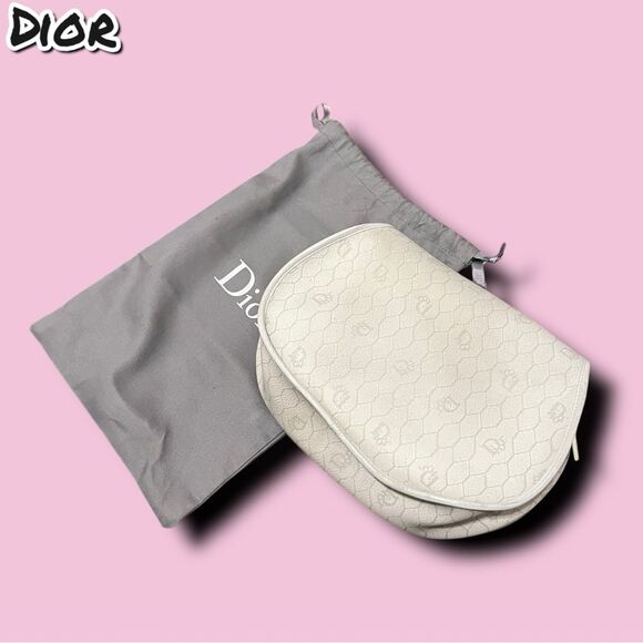 Vintage Christian Dior White Saddle Crossbody Bag with Gold Hardware - Picture 7 of 16